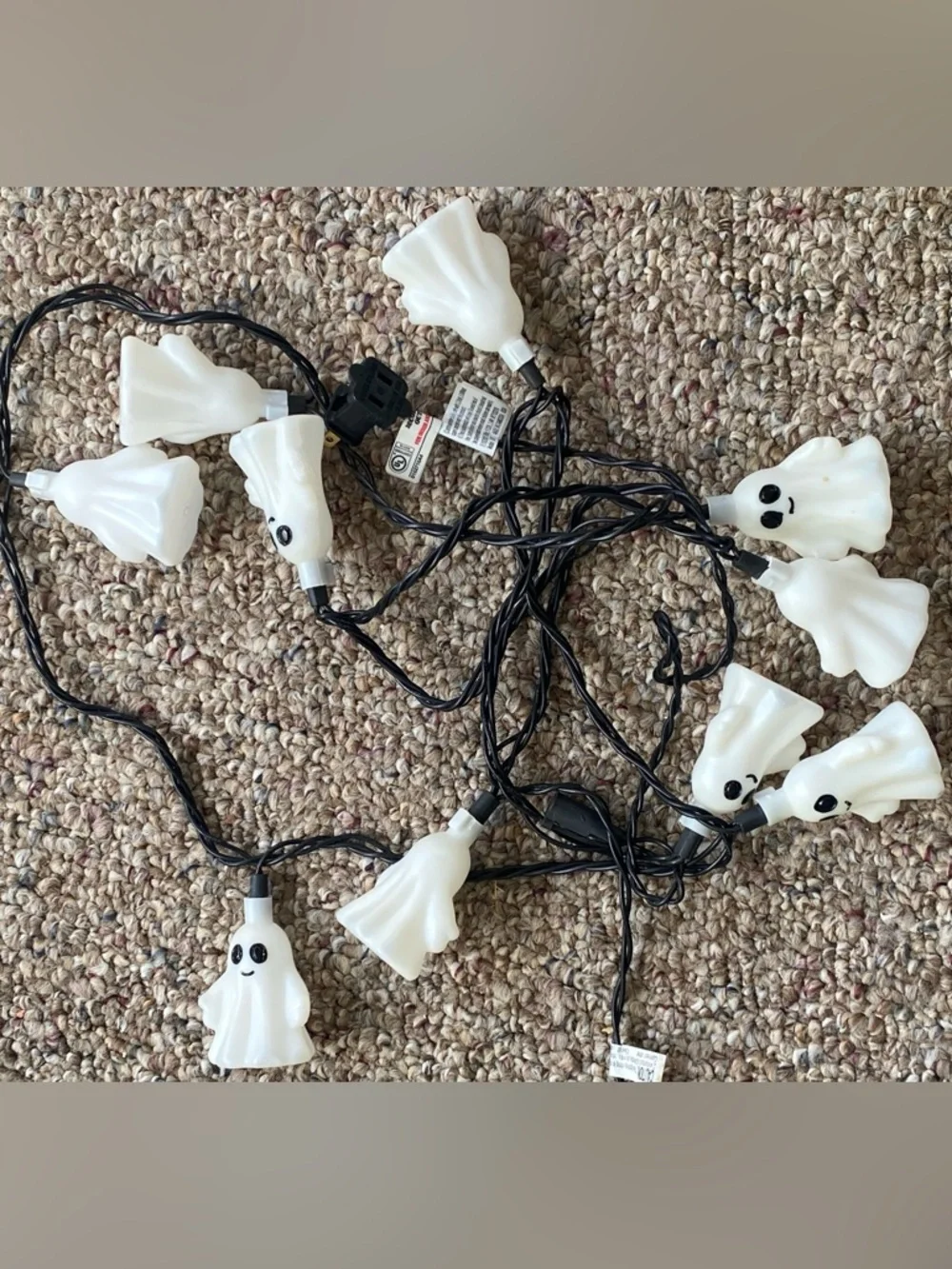 Halloween Ghost String Holiday Lights Set of 10 Blow Mold Ghost Lighted